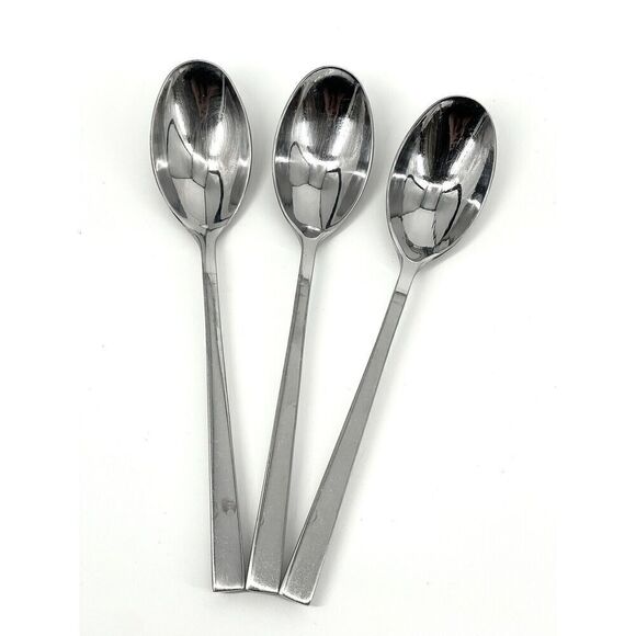 Towle LUXOR Stainless Dinner Spoons Triangle Flat Tip 8 1/8” Glossy Set Of 3 - Picture 1 of 5